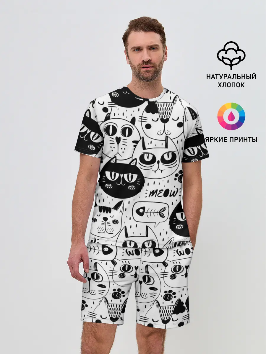 Мужской костюм с шортами / Кошки