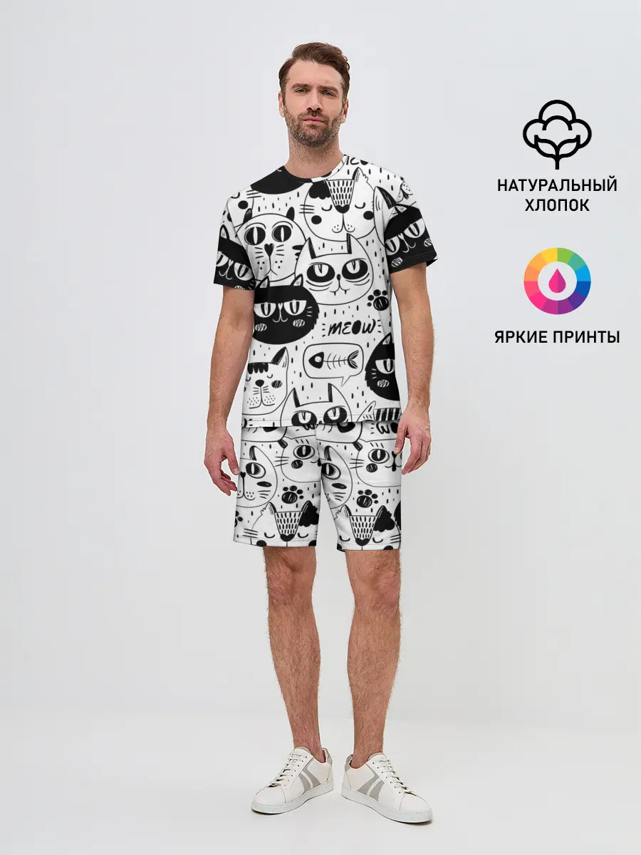 Мужской костюм с шортами / Кошки
