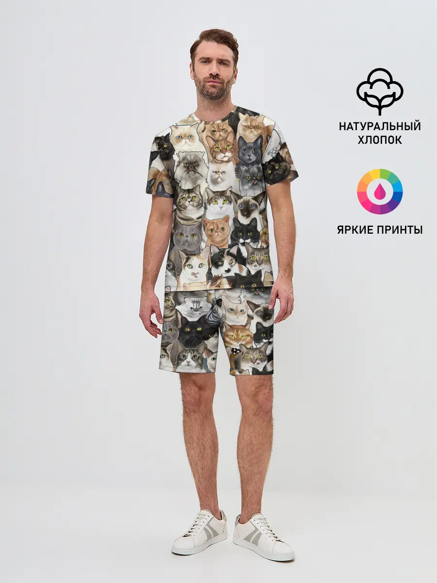 Мужской костюм с шортами / Котики смешные
