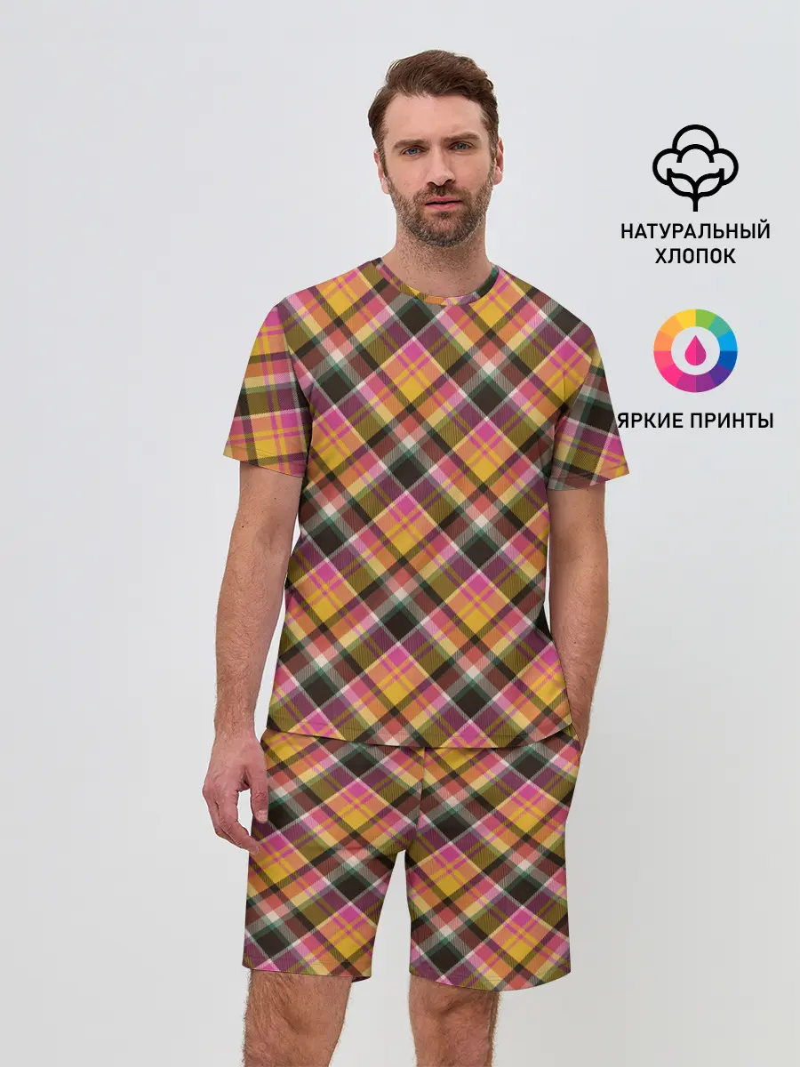 Мужской костюм с шортами / Клеточный узор