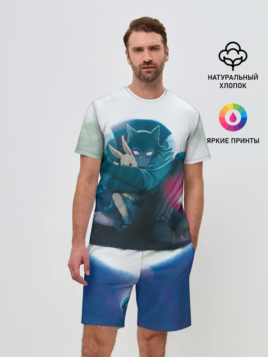 Мужской костюм с шортами / Легоси Хару крупный принт