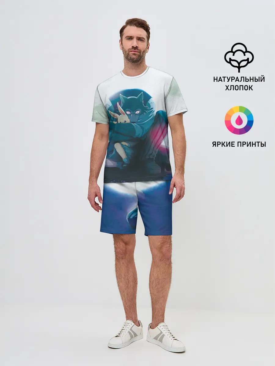 Мужской костюм с шортами / Легоси Хару крупный принт