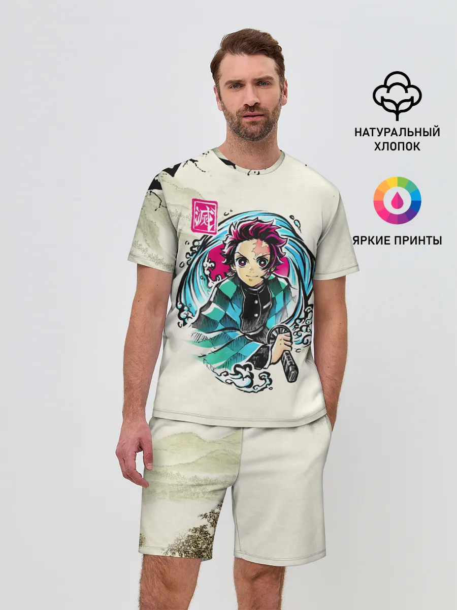 Мужской костюм с шортами / Kamado Tanjiro зарисовка