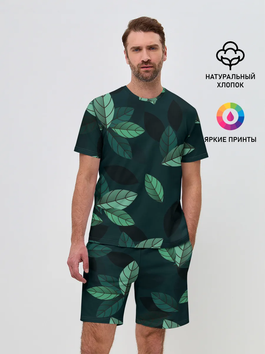 Мужской костюм с шортами / Текстура Листья
