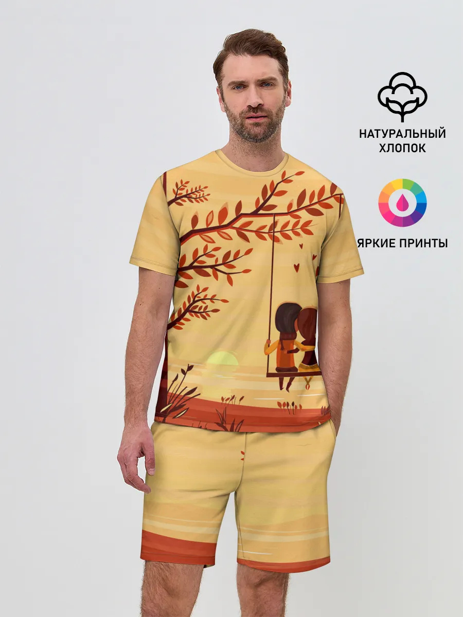 Мужской костюм с шортами / Романтика. Пара на качелях