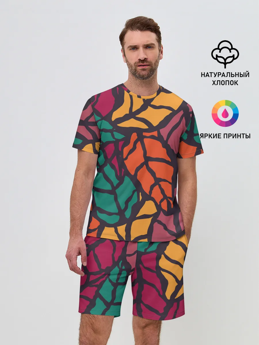 Мужской костюм с шортами / Листья