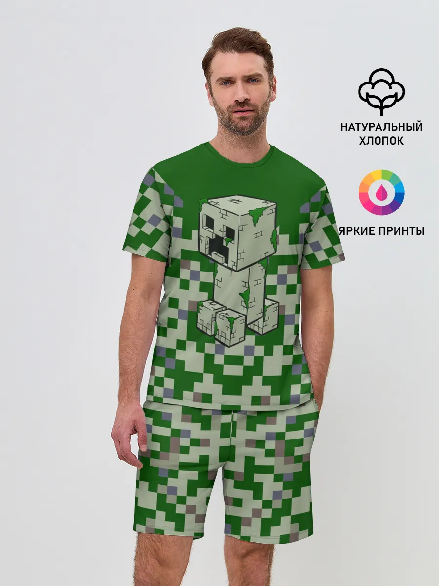 Мужской костюм с шортами / Minecraft Крипер