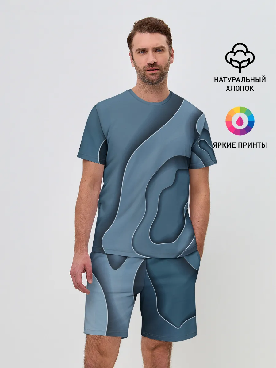 Мужской костюм с шортами / Абстракция бумажные волны