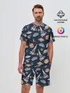 Мужской костюм с шортами / Корабли, планеты и спутники