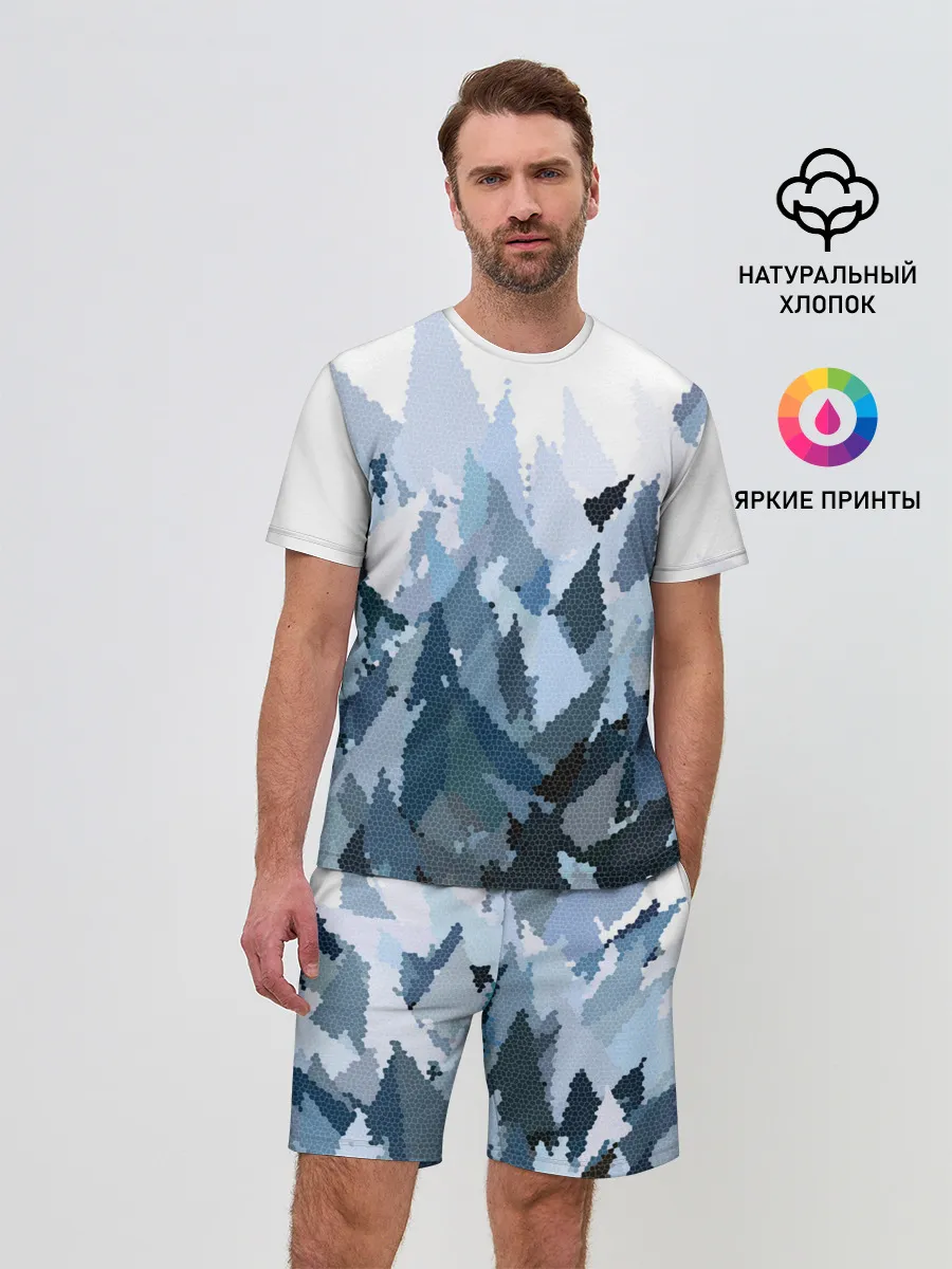 Мужской костюм с шортами / Абстрактная мазаика витраж