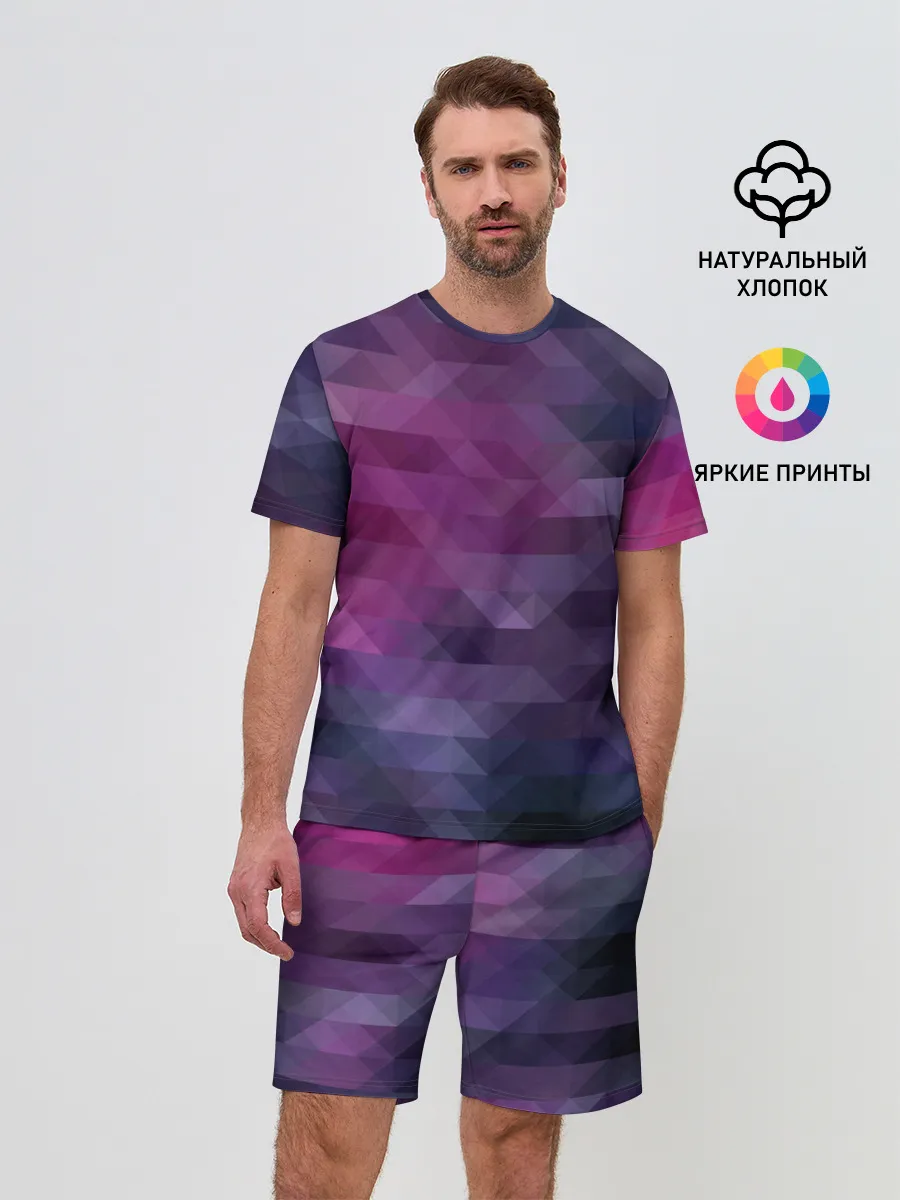 Мужской костюм с шортами / Фиолетово-бордовый узор