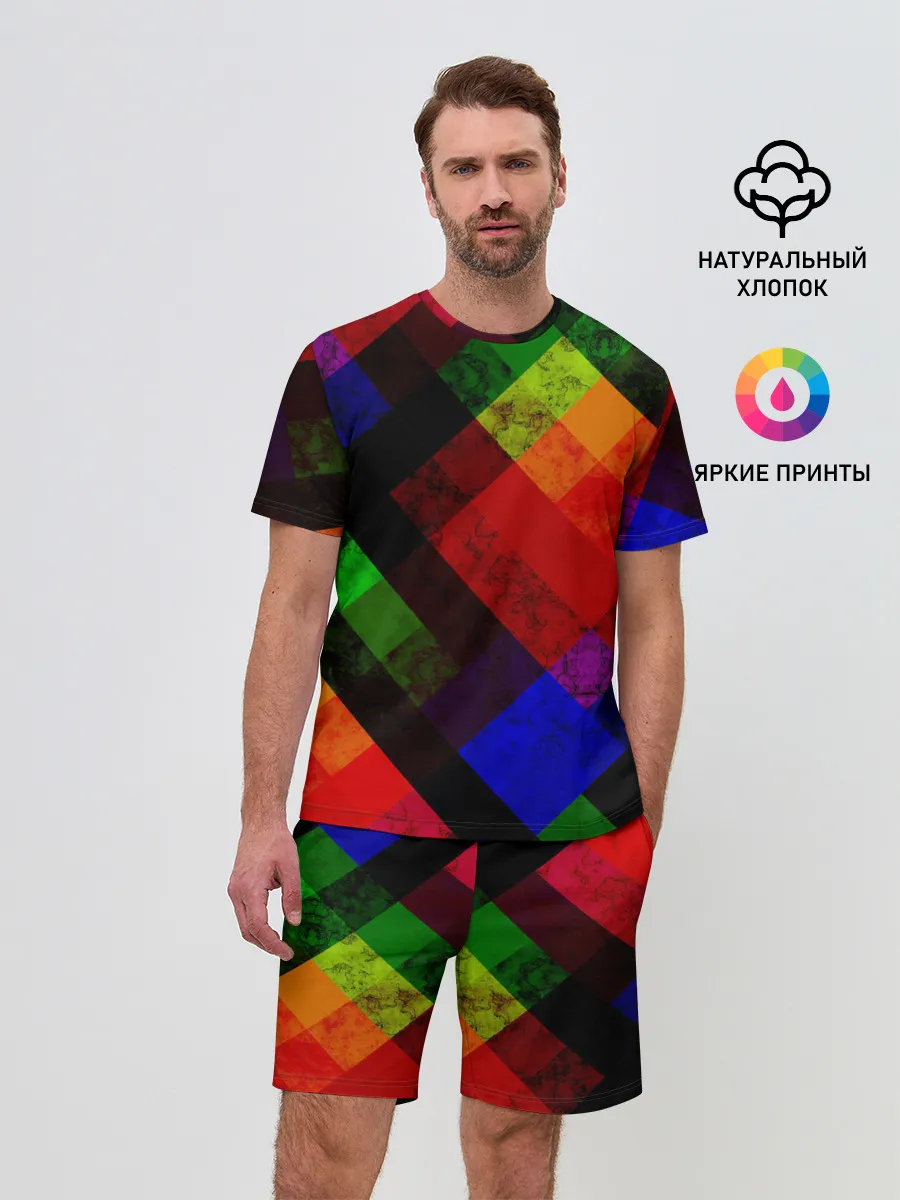 Мужской костюм с шортами / Яркий геометрический узор