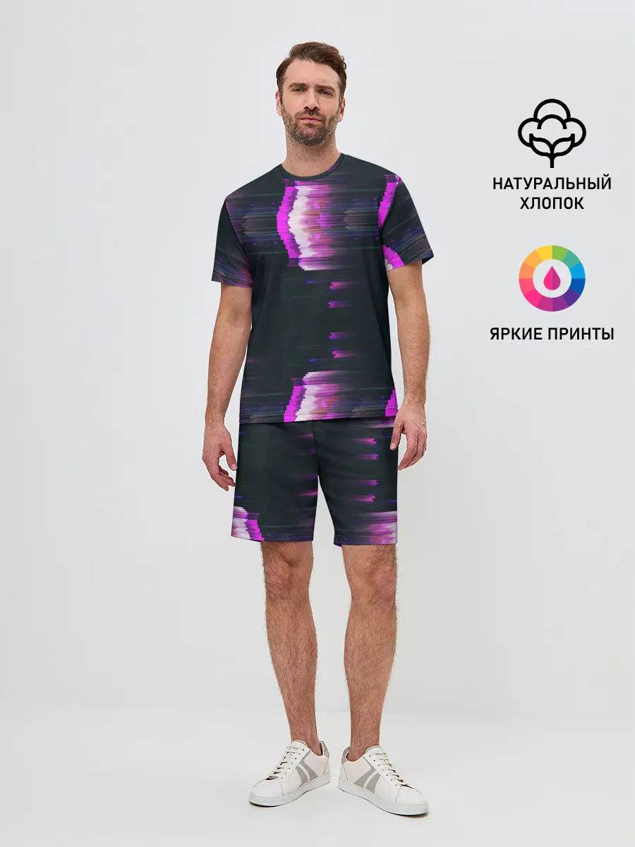 Мужской костюм с шортами / Розовый глитч