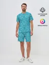 Мужской костюм с шортами / Бирюзовая пиксель абстракция