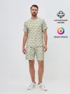Мужской костюм с шортами / Fuck паттерн светлый