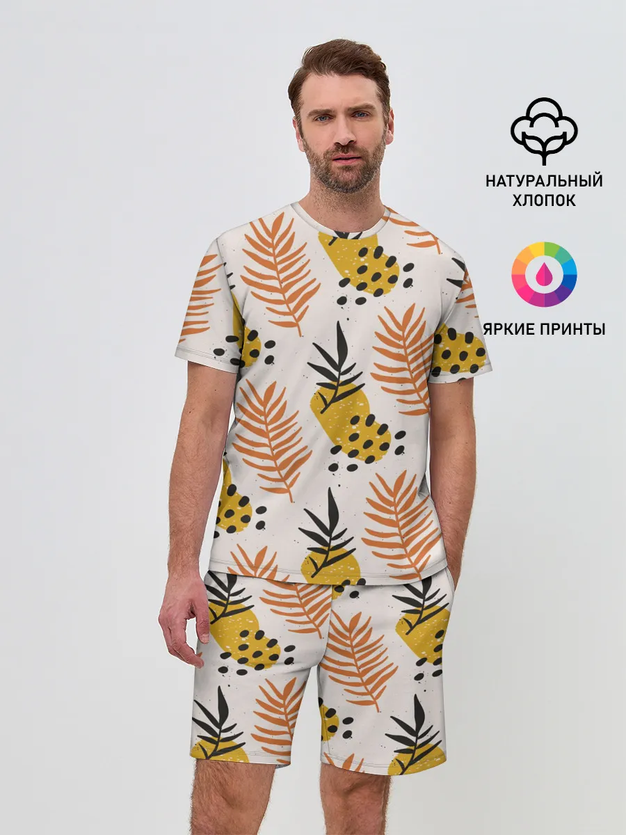 Мужской костюм с шортами / Абстрактные ветви - узор