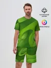 Мужской костюм с шортами / 3d Green abstract