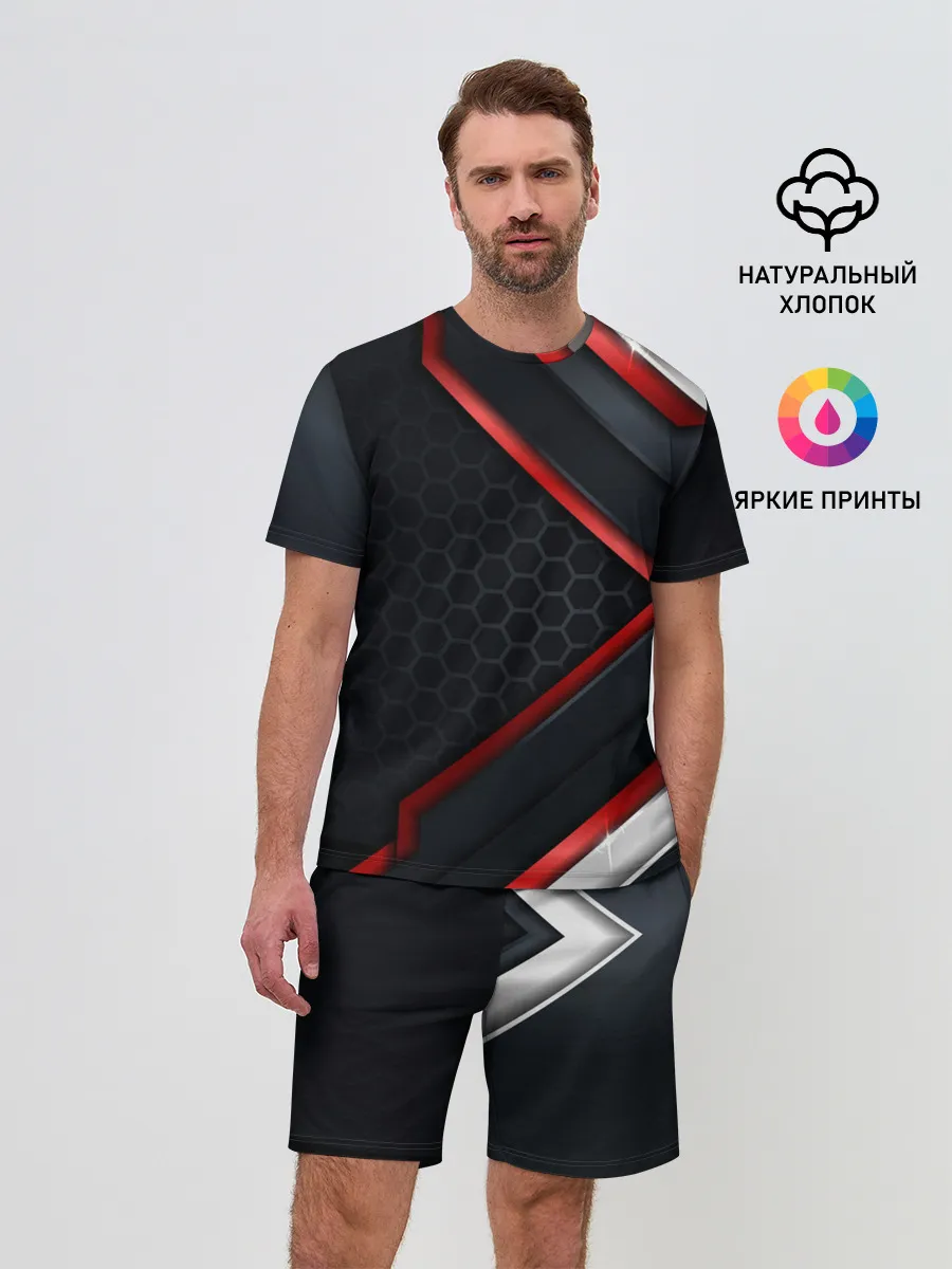 Мужской костюм с шортами / luxury Black 3D СОТЫ