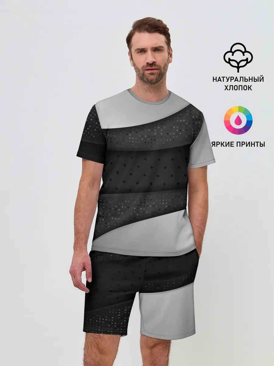Мужской костюм с шортами / 3D luxury style silver black