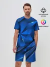 Мужской костюм с шортами / 3D абстрактные фигуры BLUE