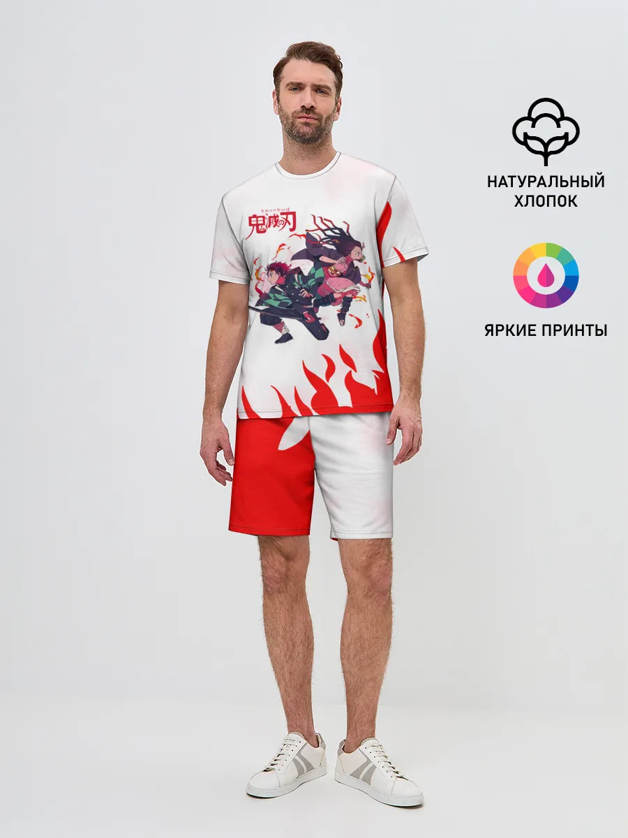 Мужской костюм с шортами / Танджиро и Незуко в огне