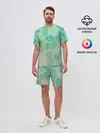 Мужской костюм с шортами / узор из листиков