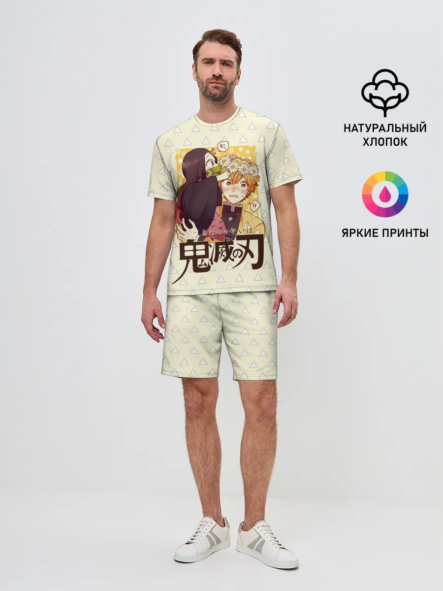 Мужской костюм с шортами / Незуко и Зеницу Kimetsu no Yai