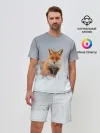 Мужской костюм с шортами / Лисица прыгает по снегу