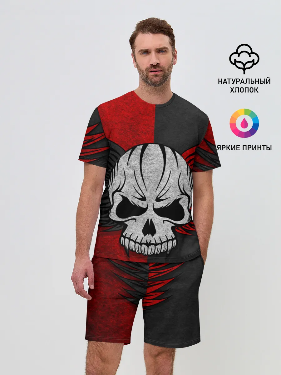 Мужской костюм с шортами / Крылатый череп 3D