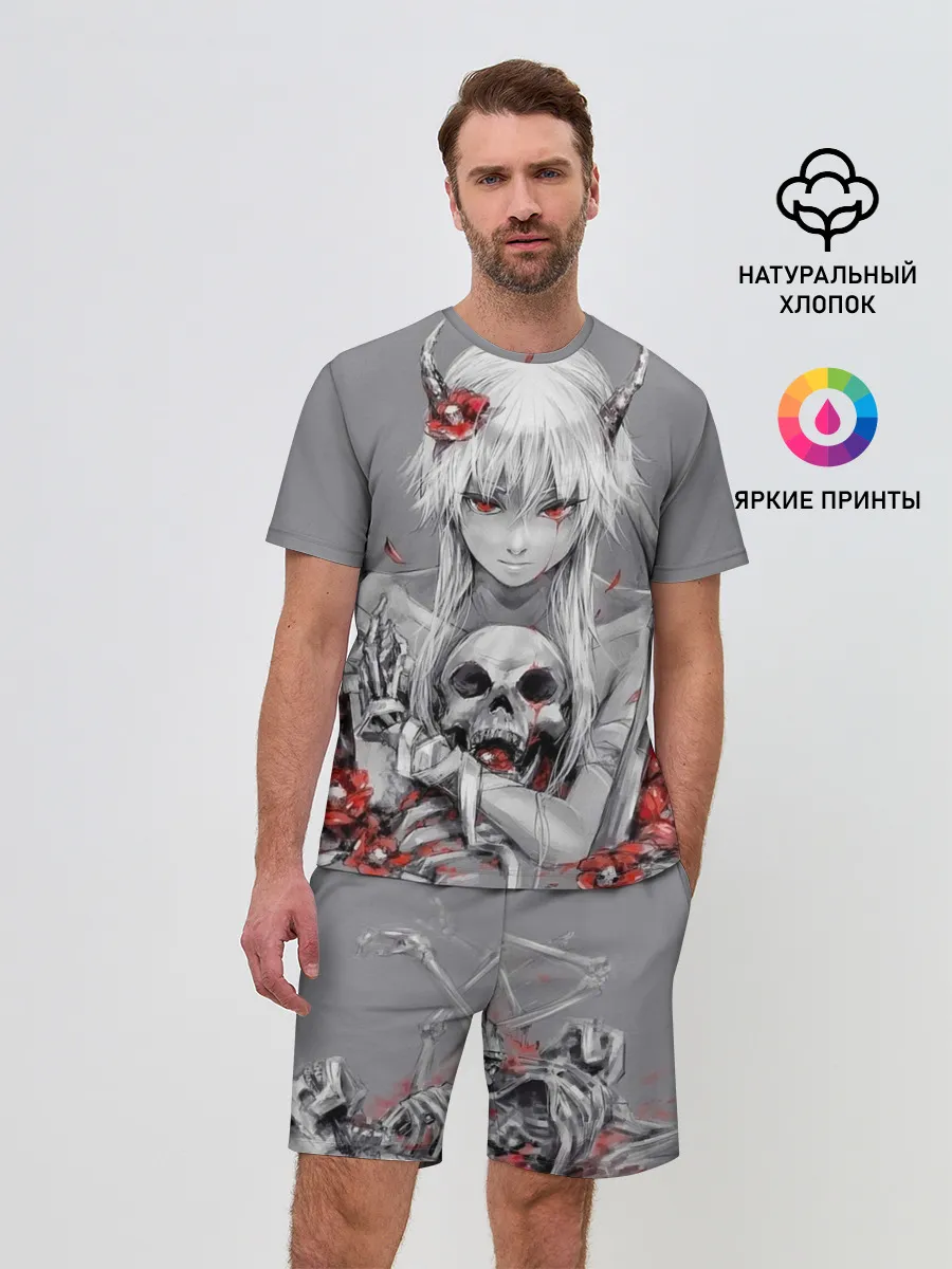 Мужской костюм с шортами / Девушка с черепом