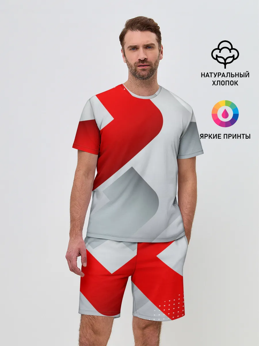 Мужской костюм с шортами / 3D SPORT STYLE RED / WHITE