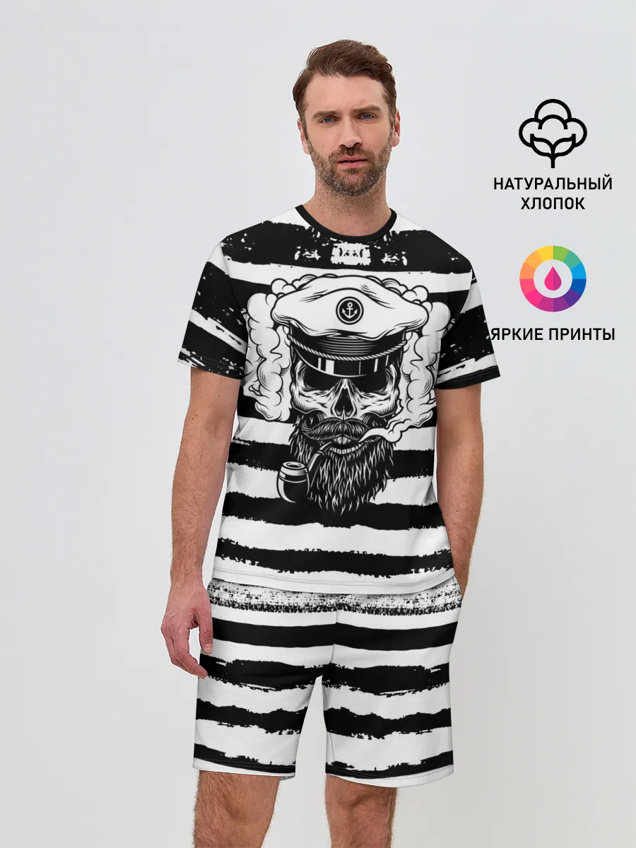 Мужской костюм с шортами / ТЕЛЬНЯШКА ВМФ | ЧЕРЕП ФУРАЖКА