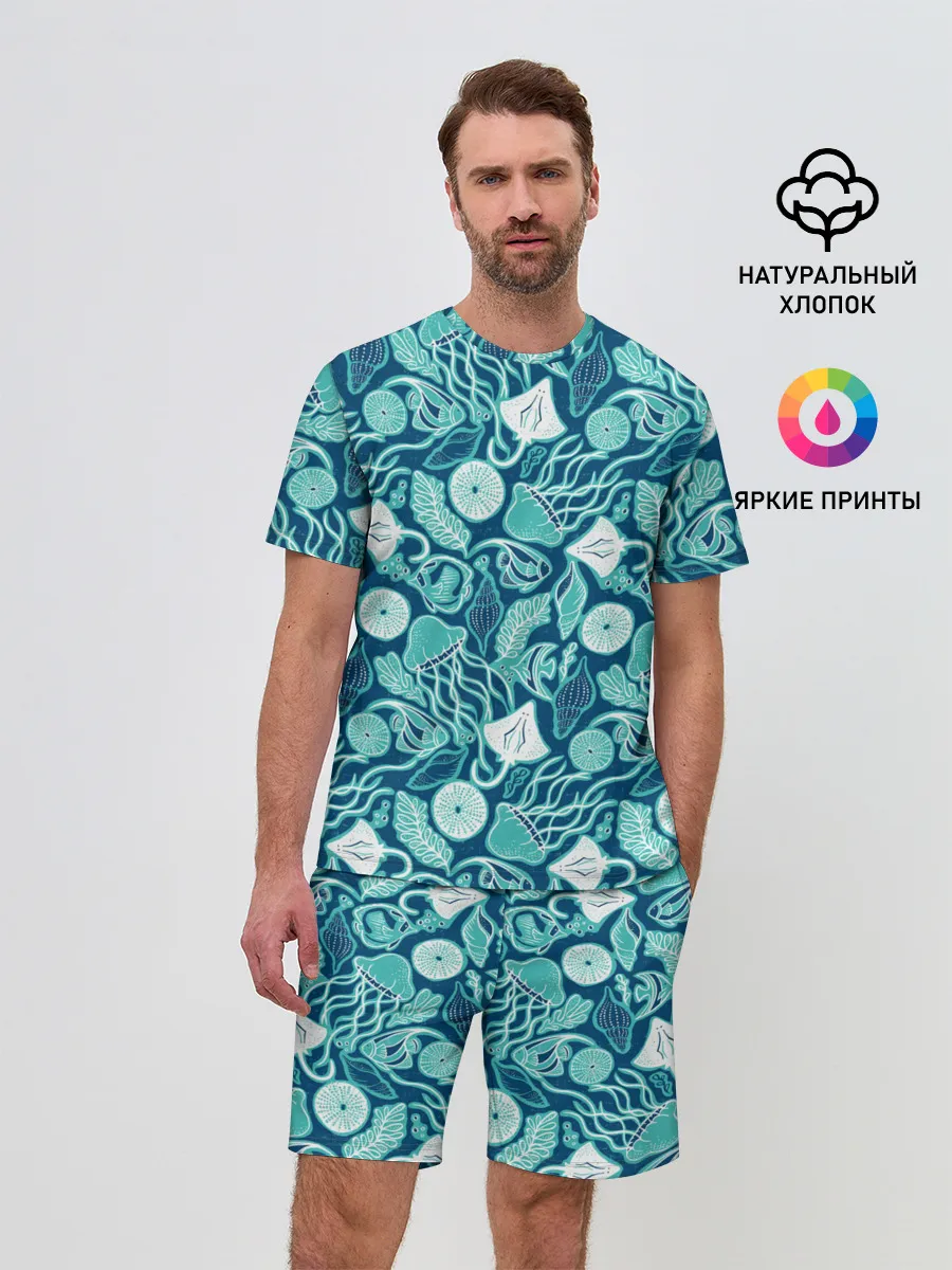 Мужской костюм с шортами / Скаты и медузы