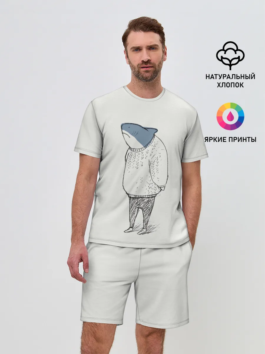 Мужской костюм с шортами / акула в свитере