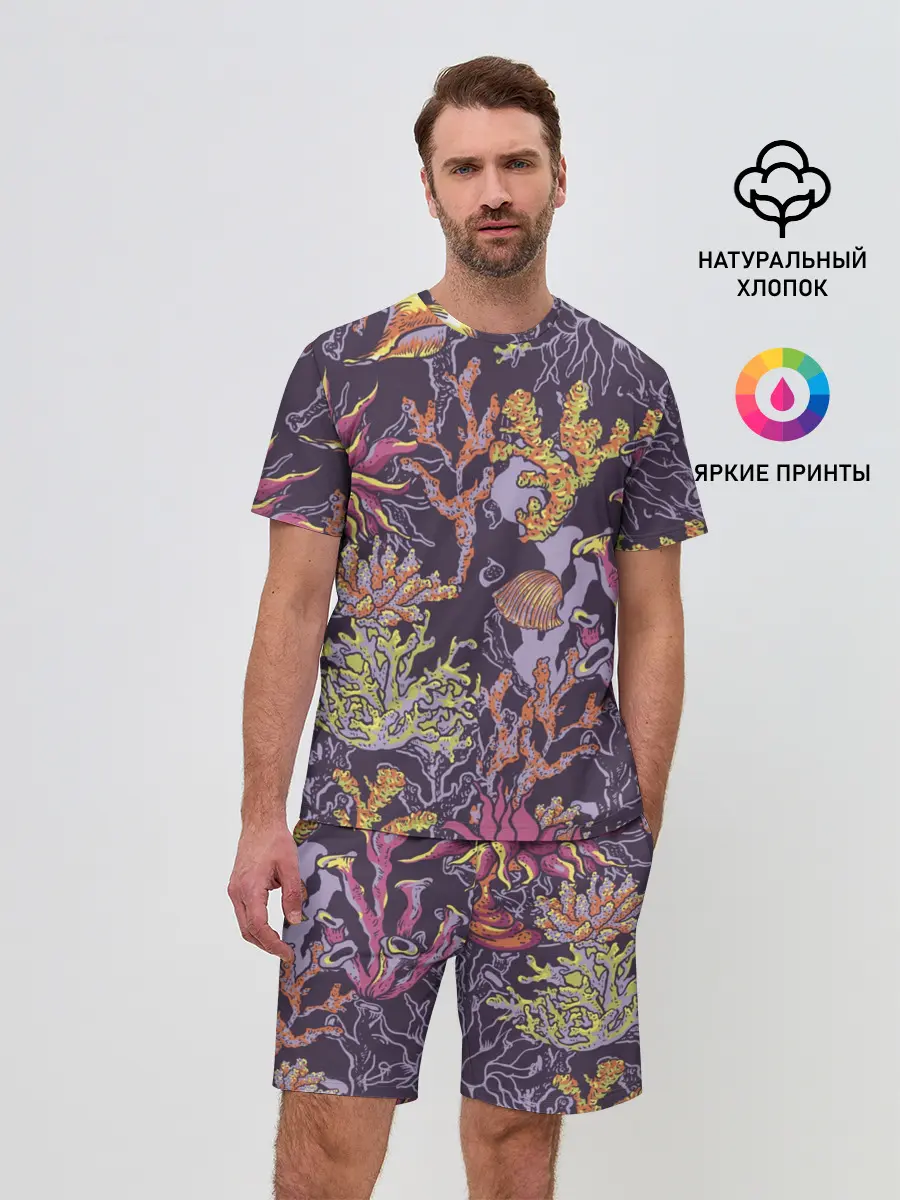 Мужской костюм с шортами / Кораллы