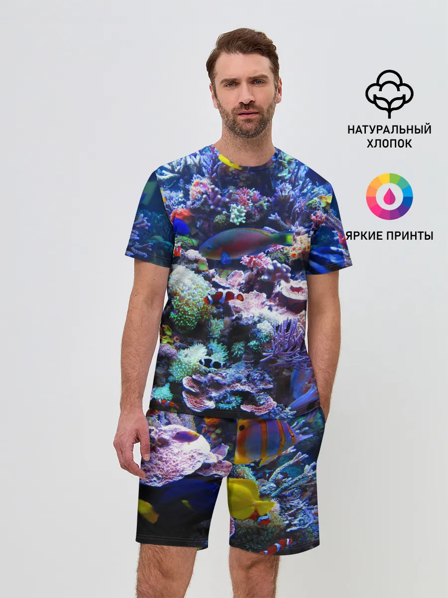 Мужской костюм с шортами / Коралловые рыбки