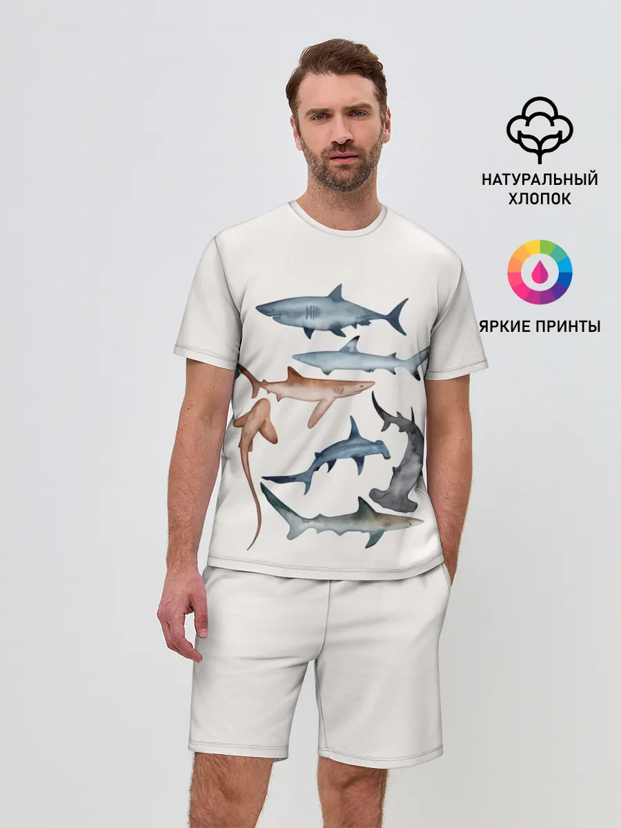 Мужской костюм с шортами / акулы