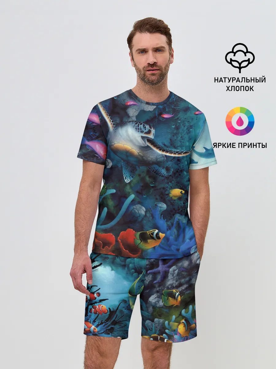 Мужской костюм с шортами / Морская черепаха