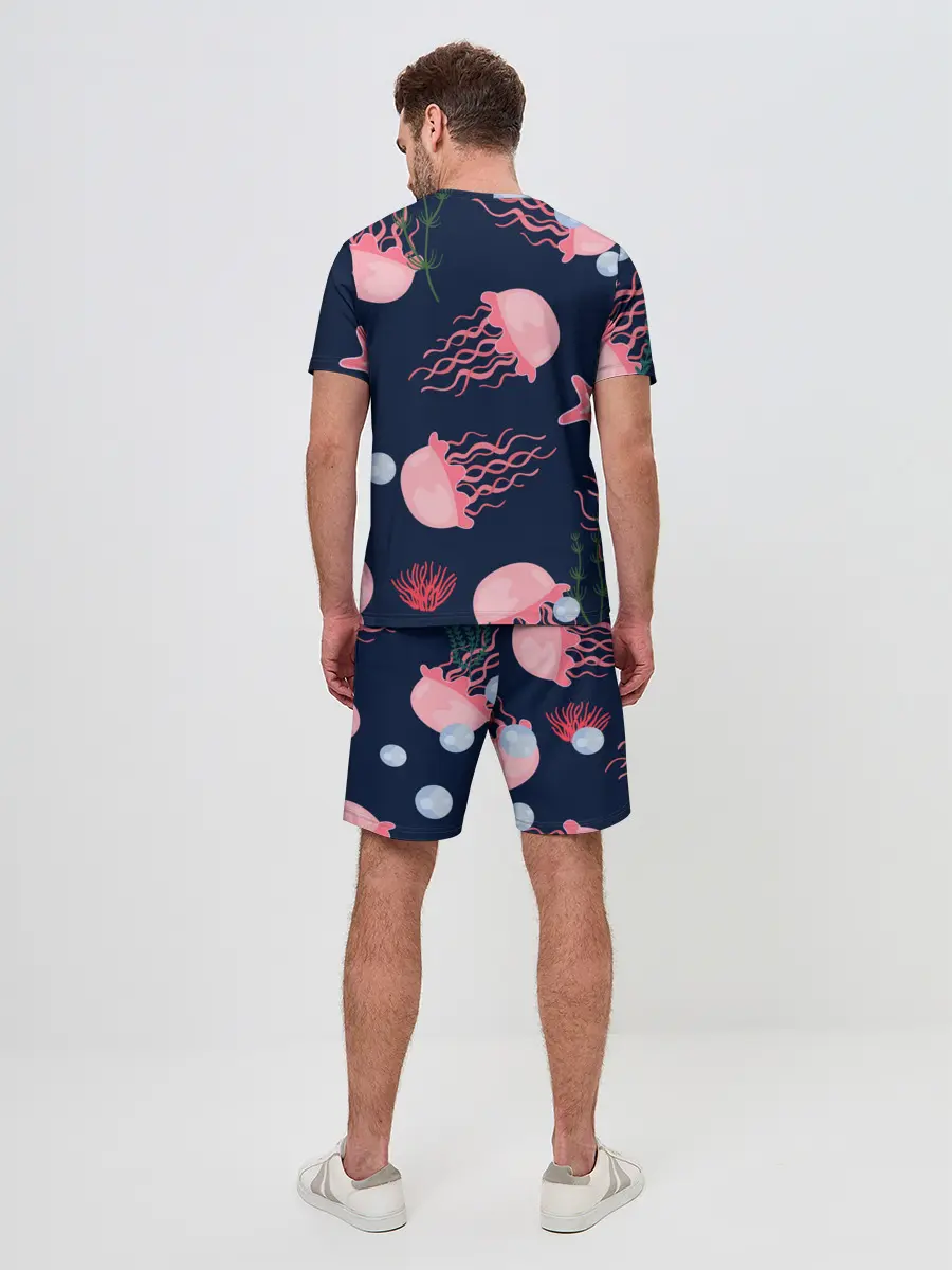 Мужской костюм с шортами / розовые медузы