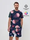 Мужской костюм с шортами / розовые медузы