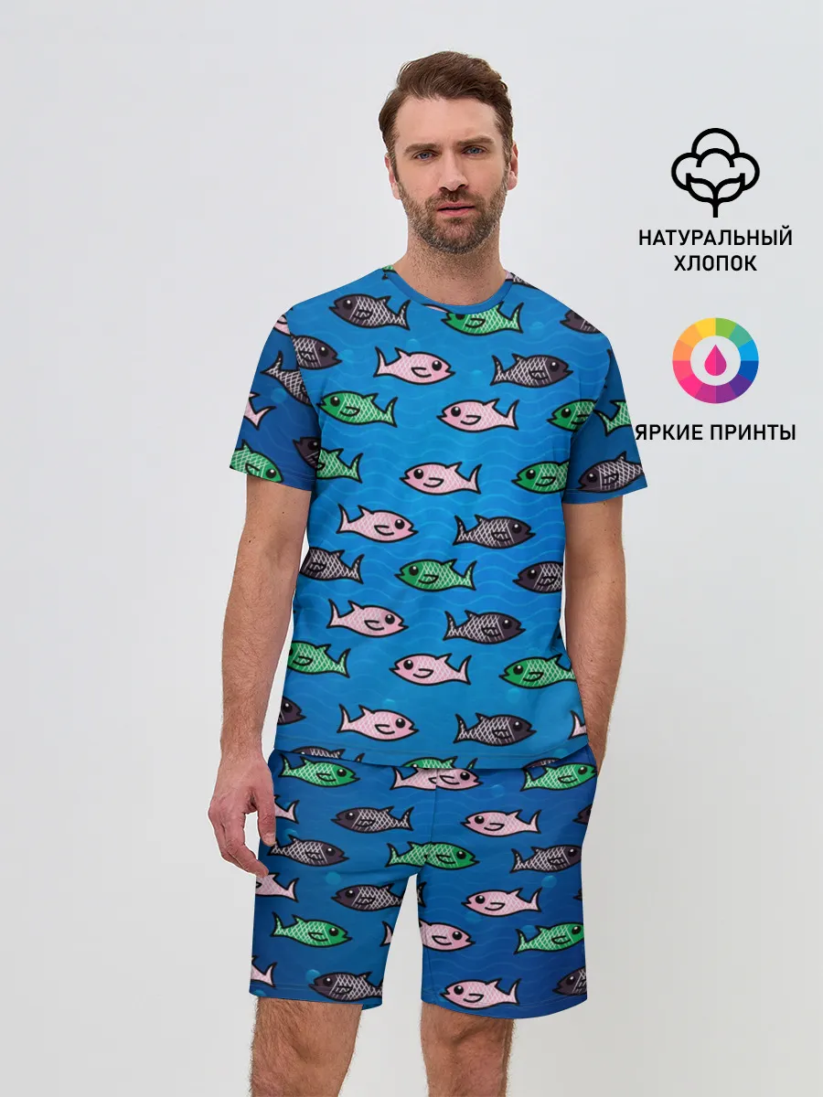 Мужской костюм с шортами / Рыбки