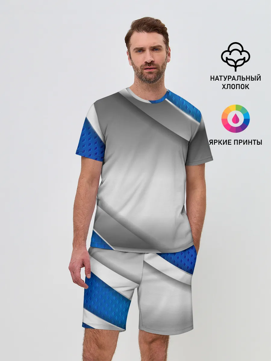 Мужской костюм с шортами / 3D СЕРЕБРО BLUE LINES
