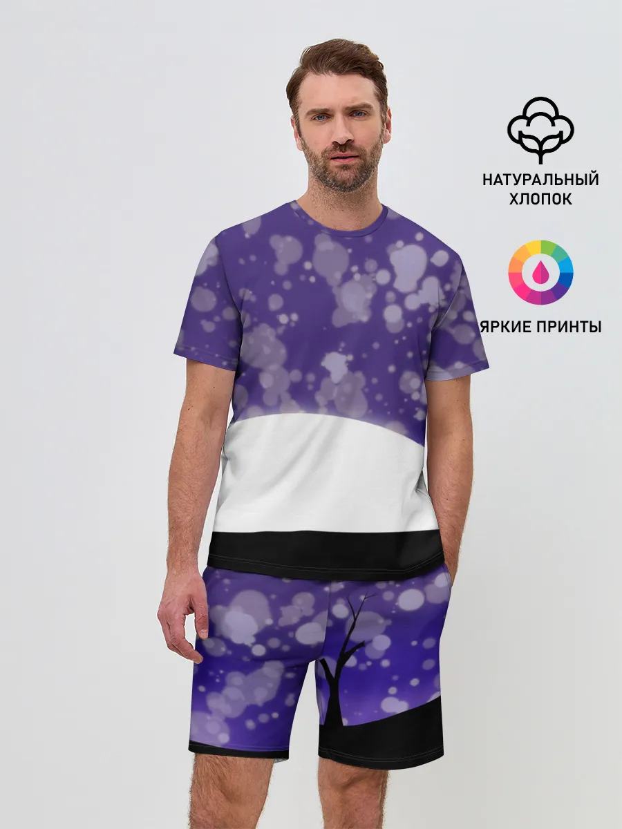 Мужской костюм с шортами / одинокое дерево в ночи