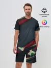Мужской костюм с шортами / 3D Dark red & black
