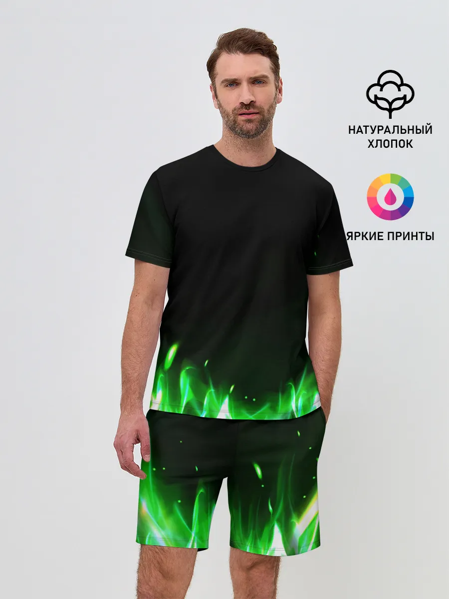 Мужской костюм с шортами / Зеленый огонь