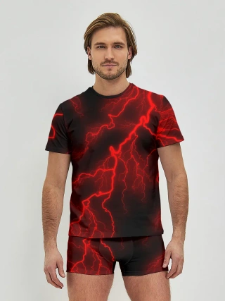Мужские трусы с футболкой / МОЛНИЯ RED NEON