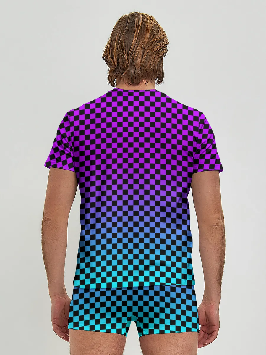 Мужские трусы с футболкой / НЕОНОВАЯ ШАХМАТКА