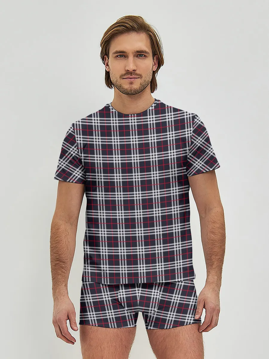 Мужские трусы с футболкой / Классические в клеточку