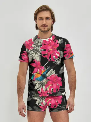 Мужские трусы с футболкой / Цветы