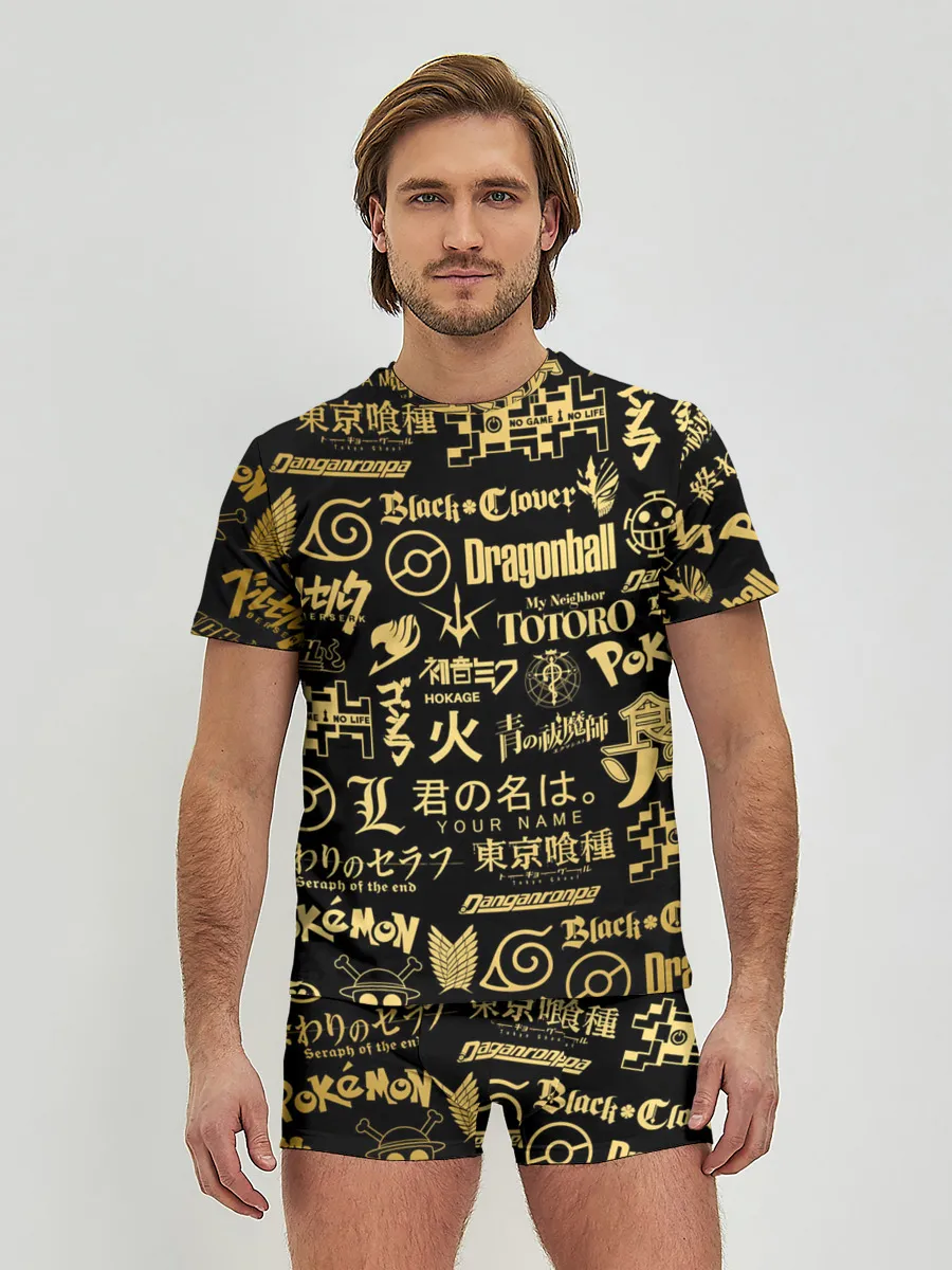 Мужские трусы с футболкой / ЛОГОТИПЫ АНИМЕ GOLD